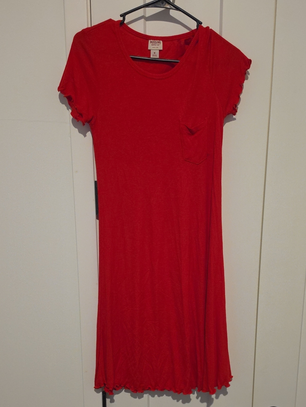 Mossimo Supply Co. Red Midi T-Shirt Dress with Pocket